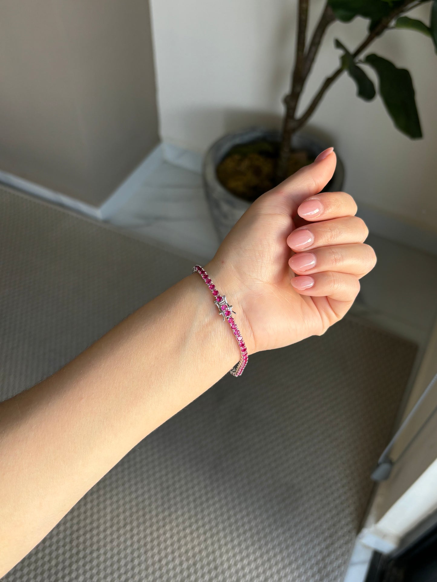 Pulsera Tennis Rubi Plata.925