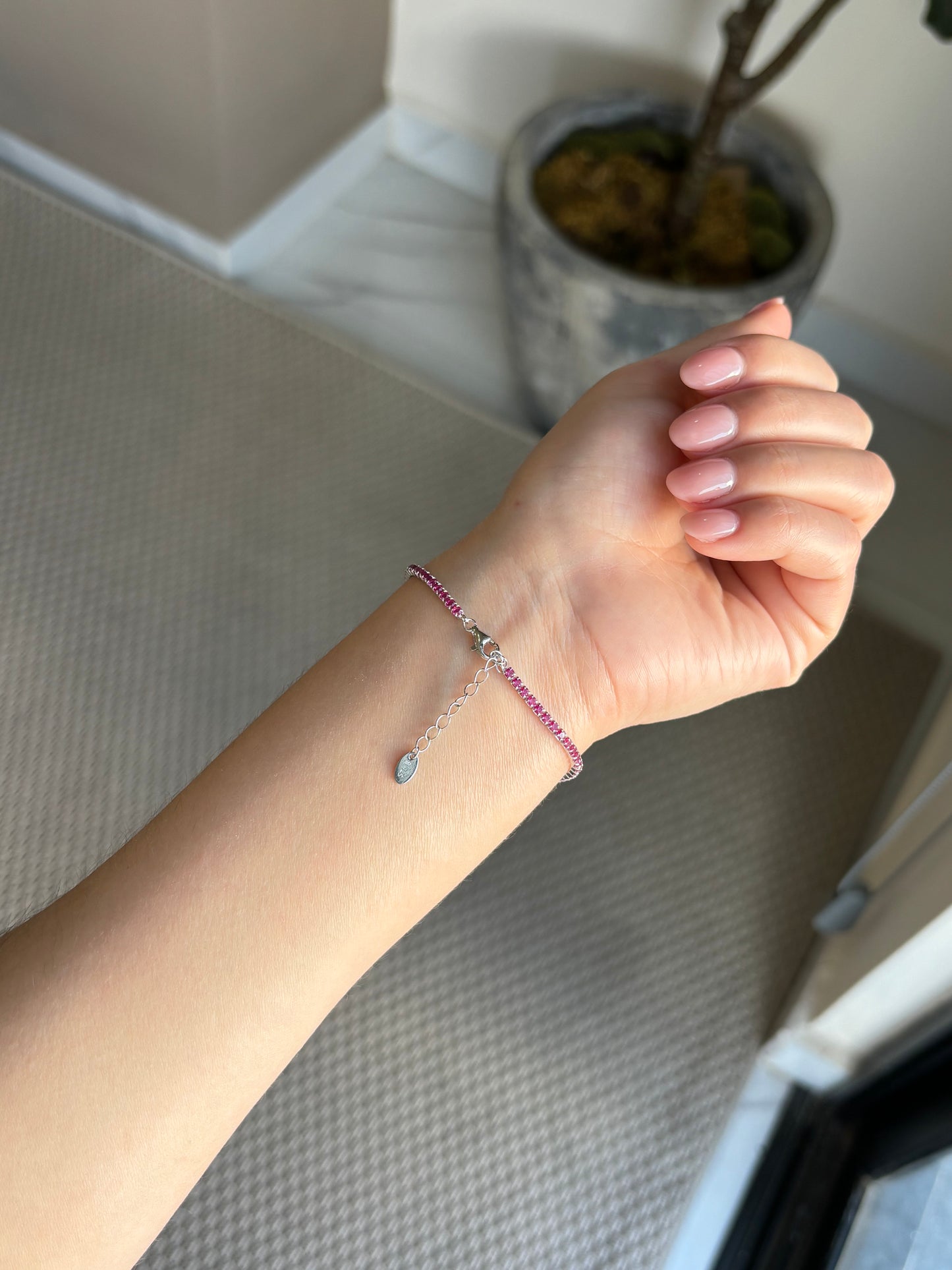 Pulsera Tennis Rubi 1.5mm Plata.925