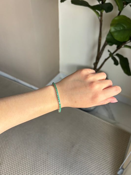 Pulsera Tennis Verde 2mm Plata.925