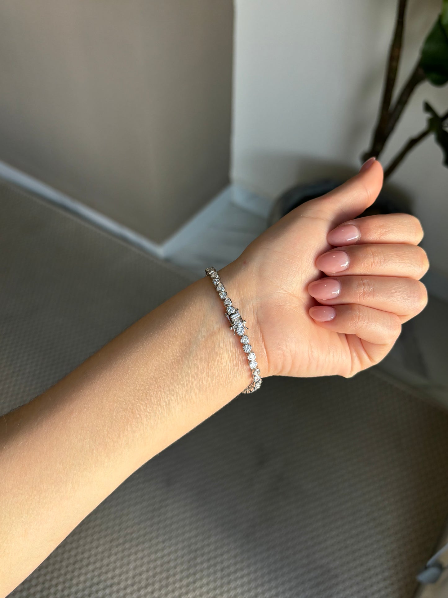 Pulsera corazones Plata.925