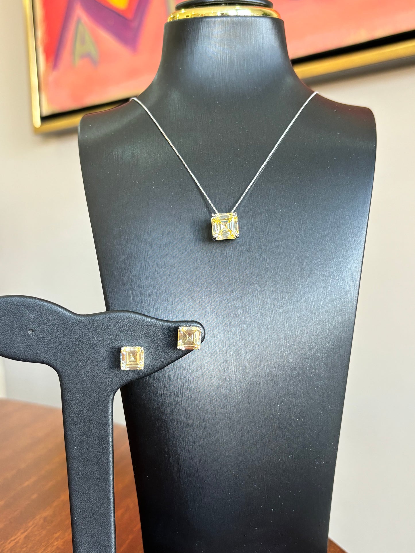 Collar Gema Amarilla Plata.925