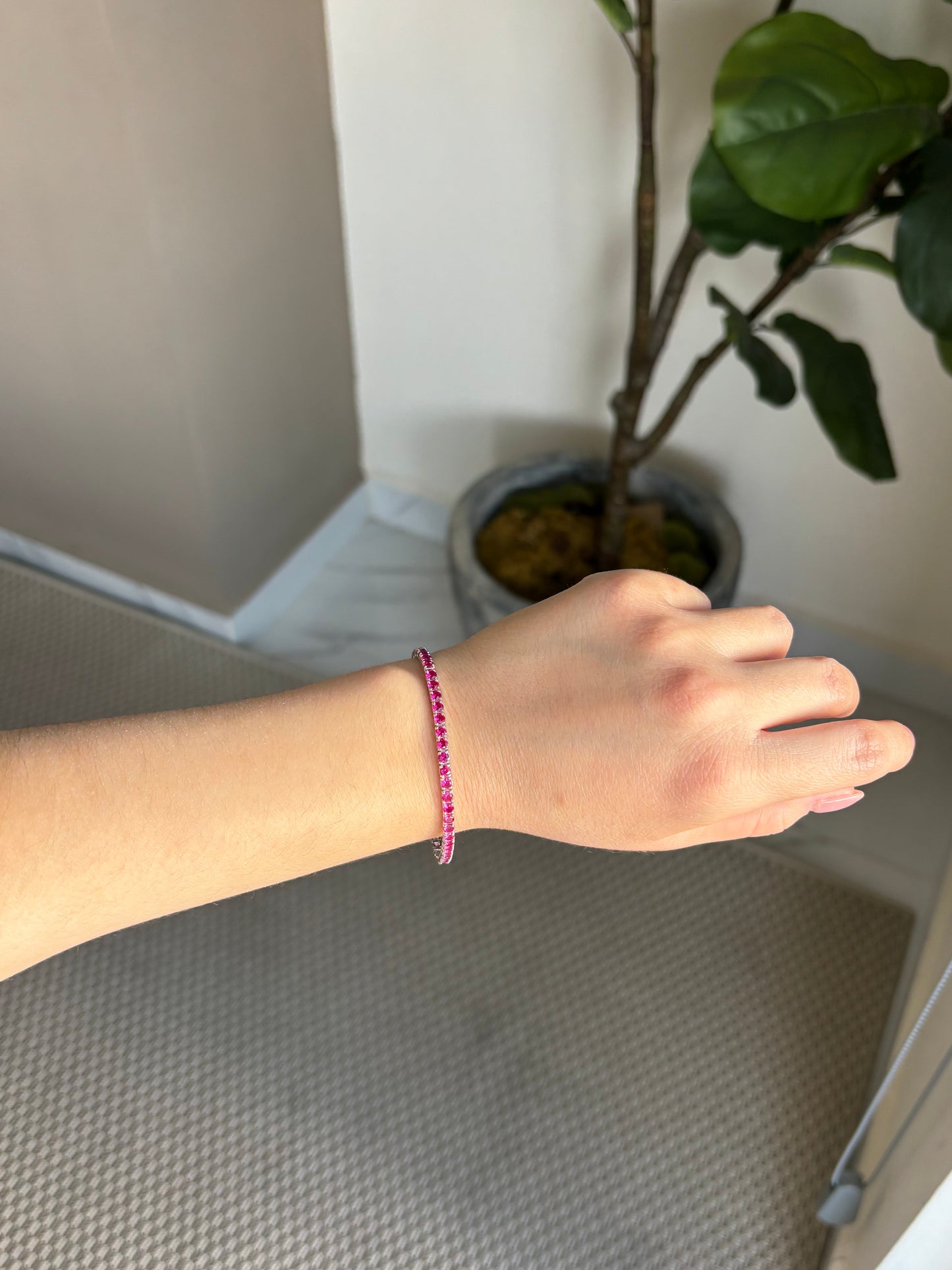 Pulsera Tennis Rubi Plata.925