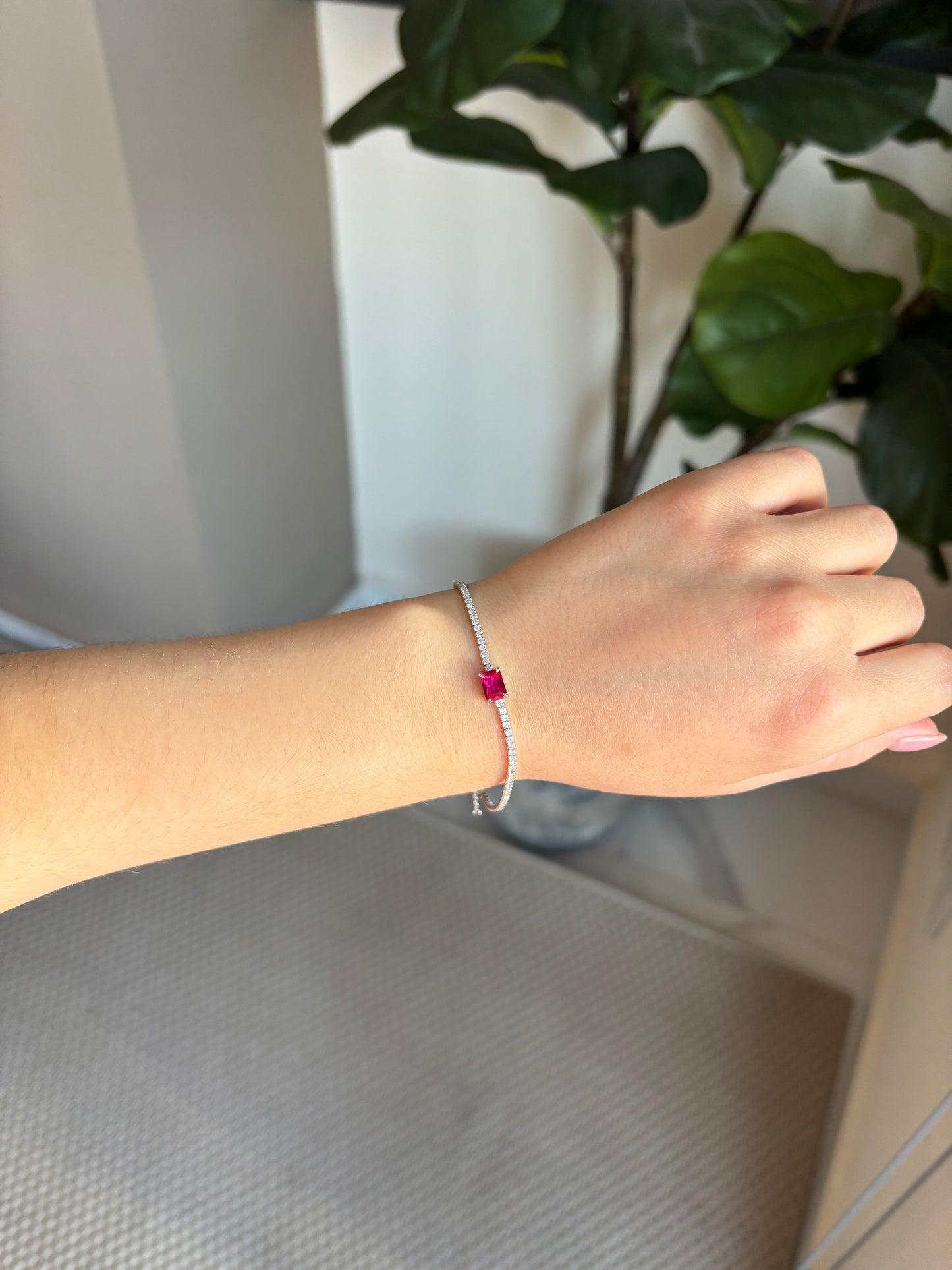 Pulsera gema rubi Plata.925