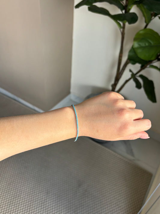 Pulsera Tennis Aqua Plata.925