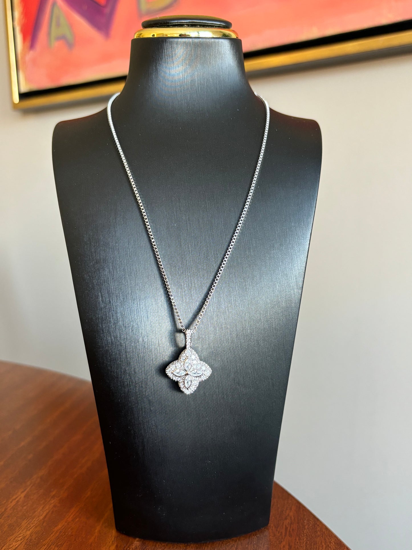 Collar flor plata zirconias