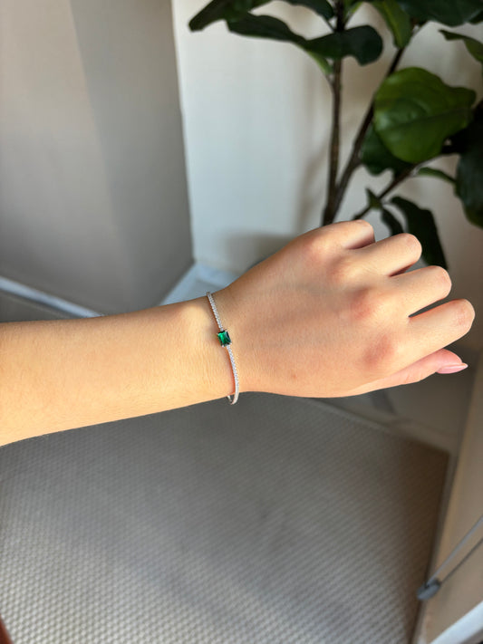 Pulsera gema verde Plata.925