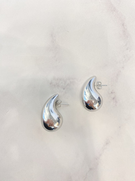 Aretes gota grandes plata