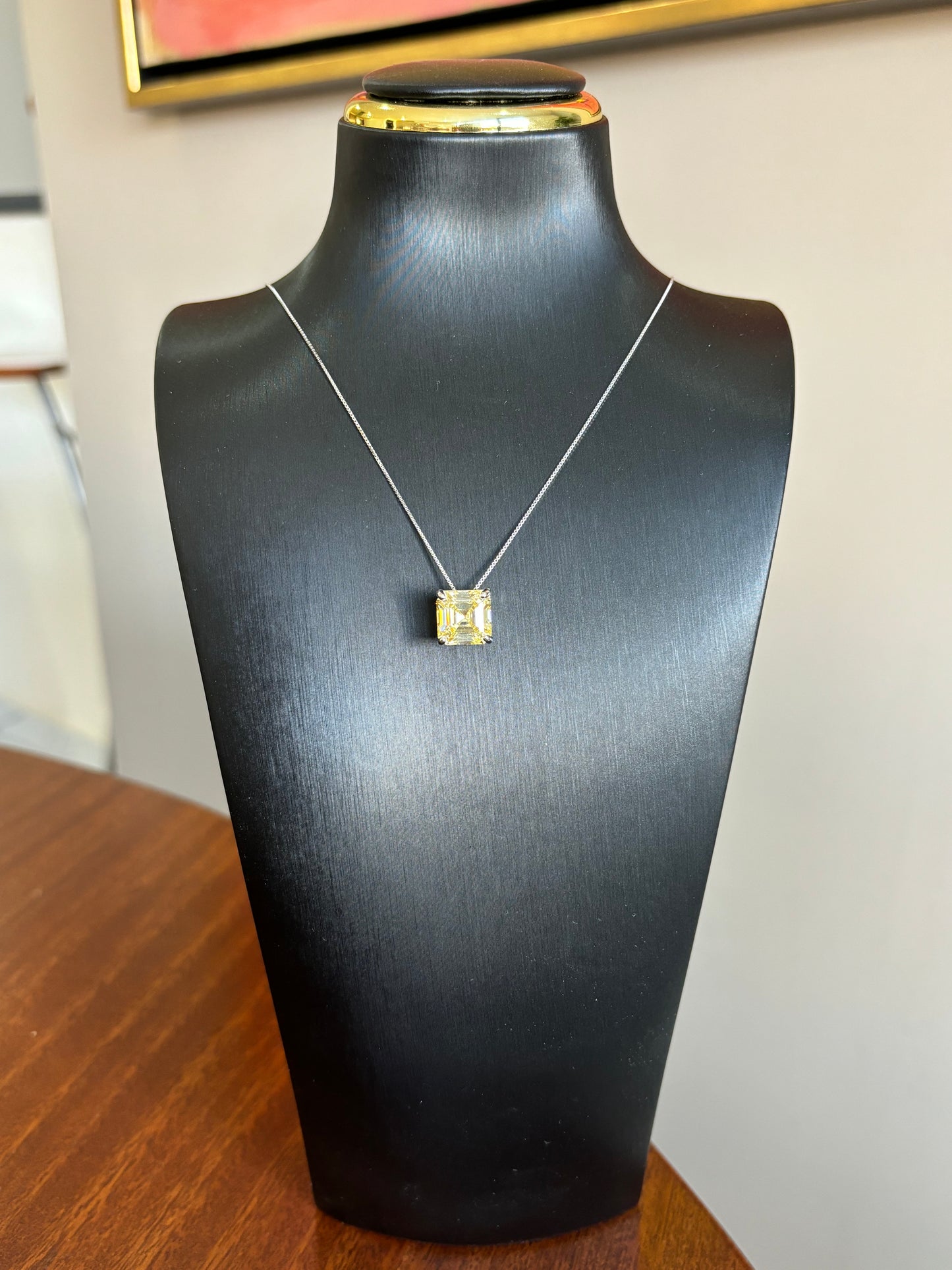 Collar Gema Amarilla Plata.925